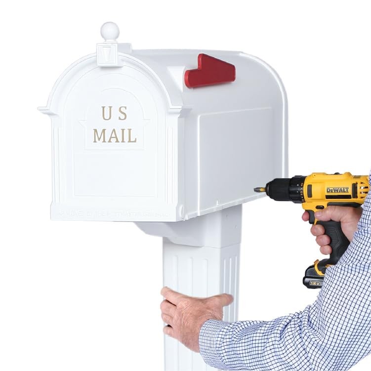 , Craftsman Mailbox & Post Kit, Large Outdoor Mailbox, Durable Plastic, Easy ...