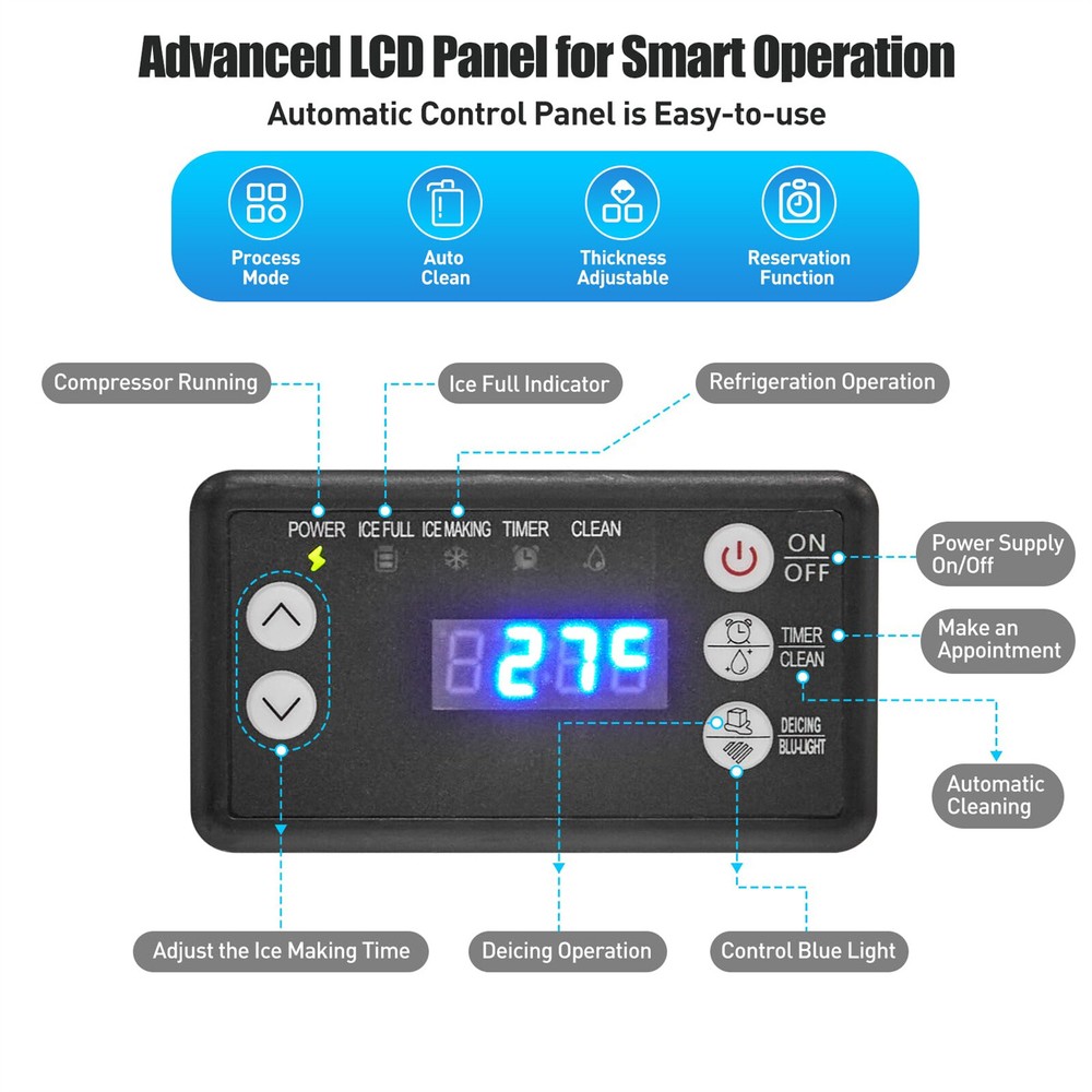 340W Ice Maker Machine 150LBS/Day Crushed Ice Maker with Chewable Ice Cubes