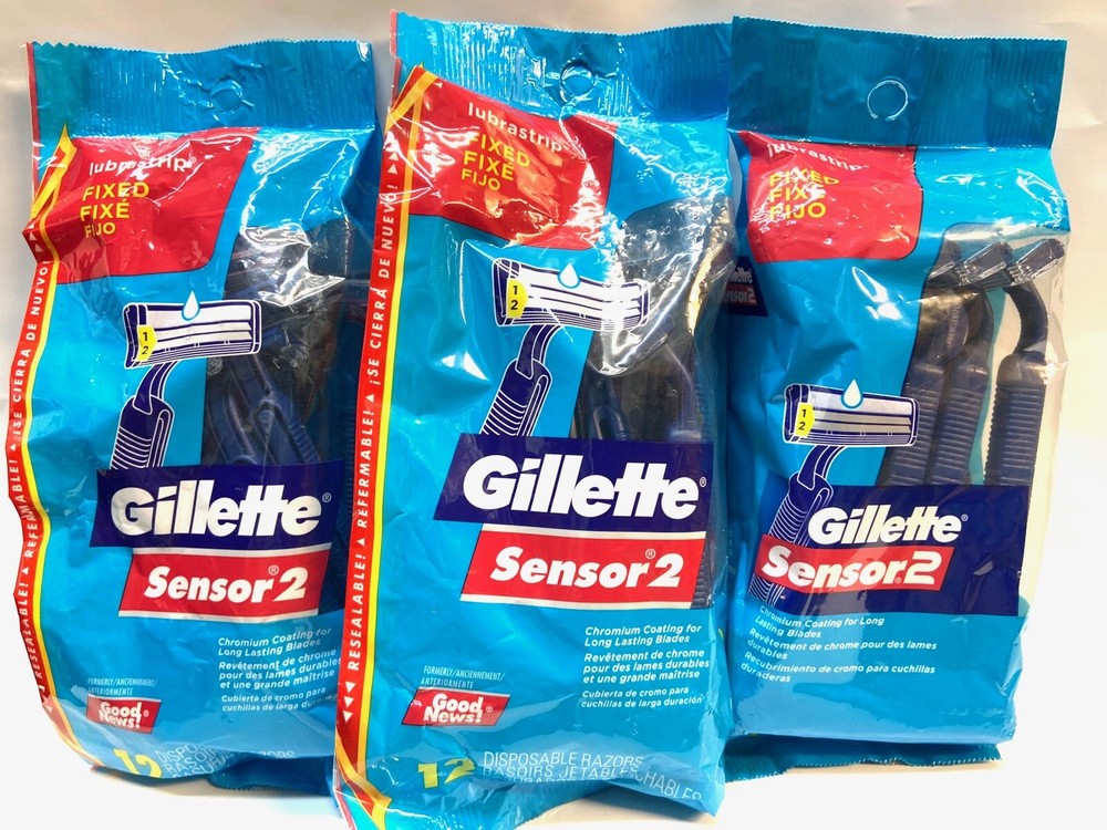 gillette sensor 2 lubrastrip fixed 36 total count disposable razors