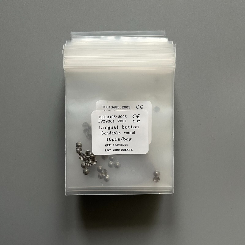 10 Packs Dental Lingual Buttons Orthodontic Bondable Round/Rectangular Mesh Base