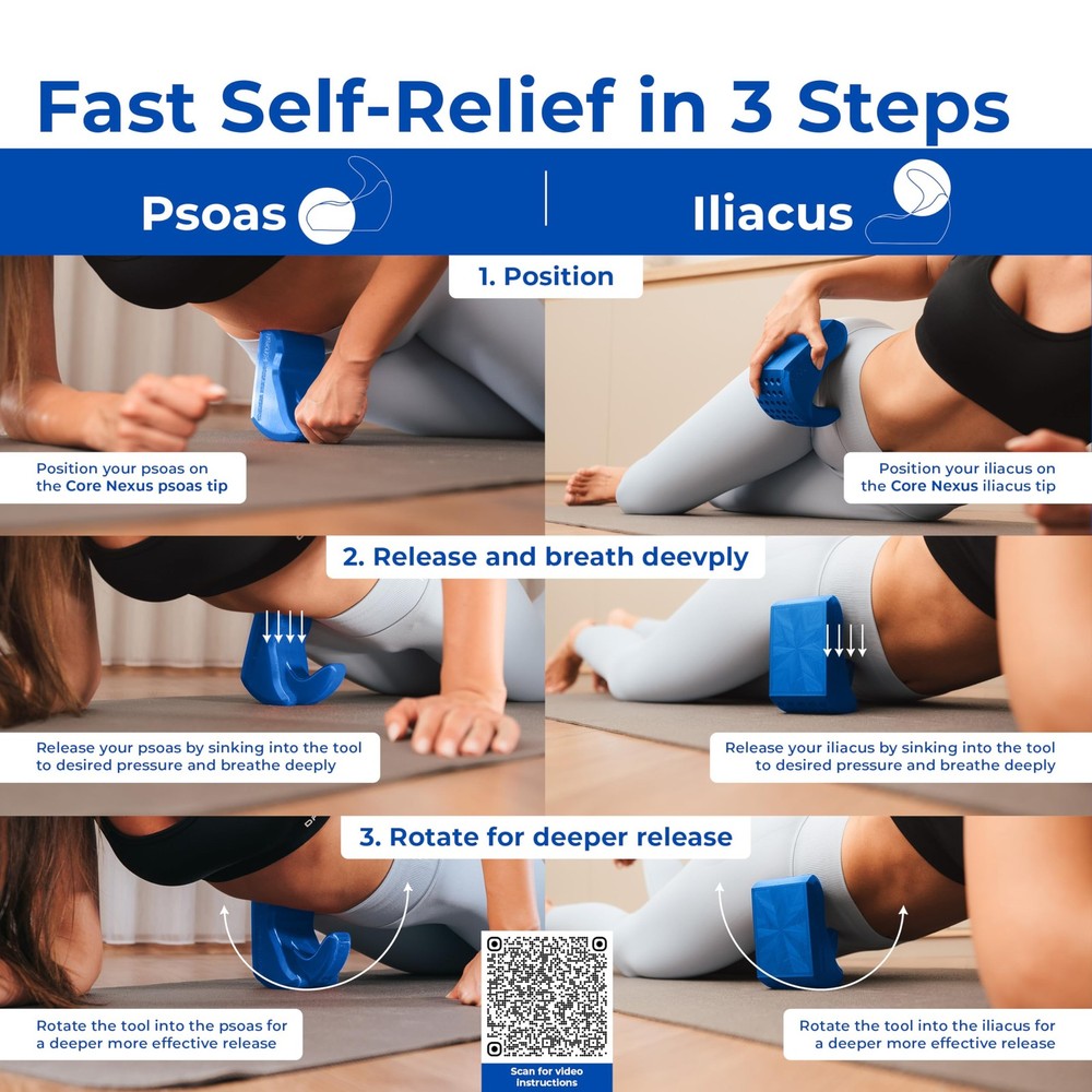 Adjustable Rotating Psoas Muscle Release Tool Hip Flexor Glute Back Sciatica