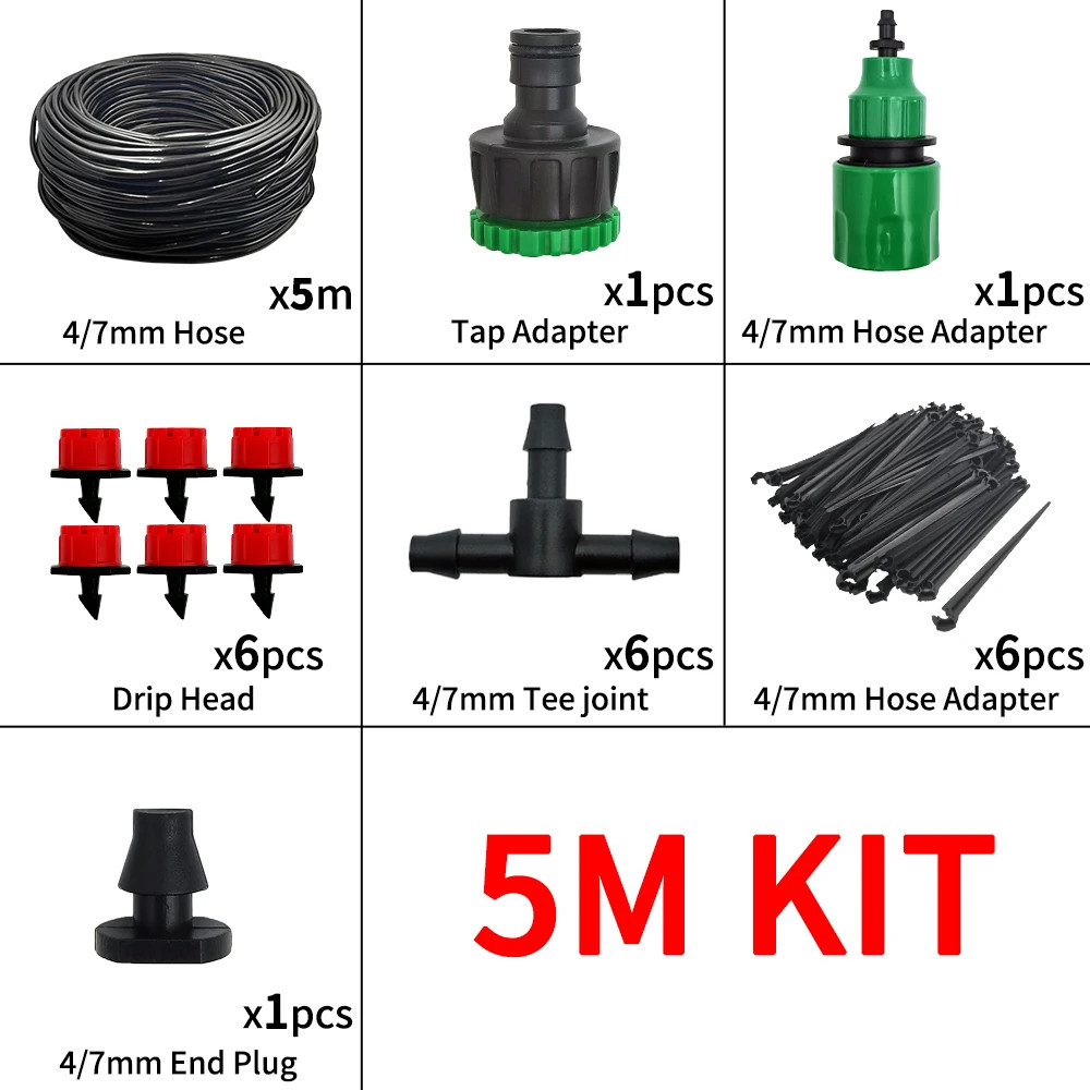 Portable 20M Micro Drip Irrigation System with Adjustable Drippers