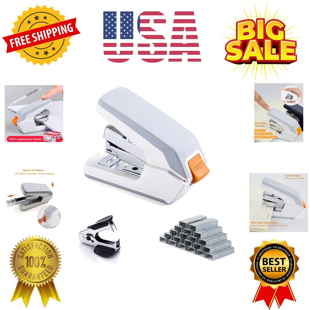 Deli Effortless Standard Desktop Stapler, One Finger Touch Stapling, Easy to ...