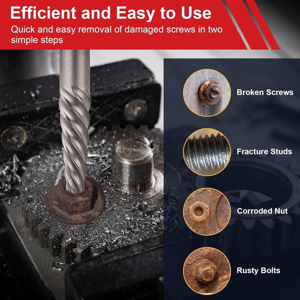 10-Pcs Screw Extractor Set Easy Out Drill Bits Set for Removing Stripped Screws