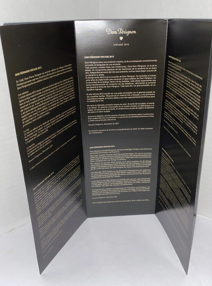Dom Perignon Vintage 2013 Brut Empty Champagne Bottle, Box, Insert