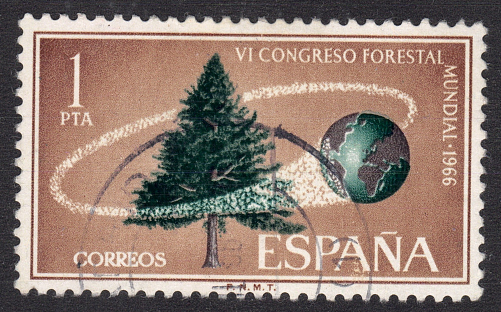1966 Spain SC#  1363 - Tree and Globe - Used