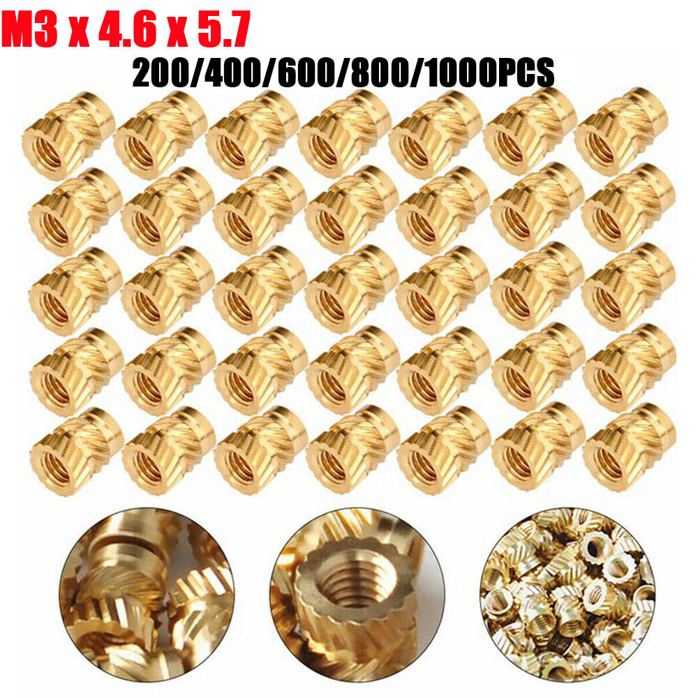 200-1000Pc M3 Thread Knurled Brass Threaded Heat Resistant Insert Embedment Nuts