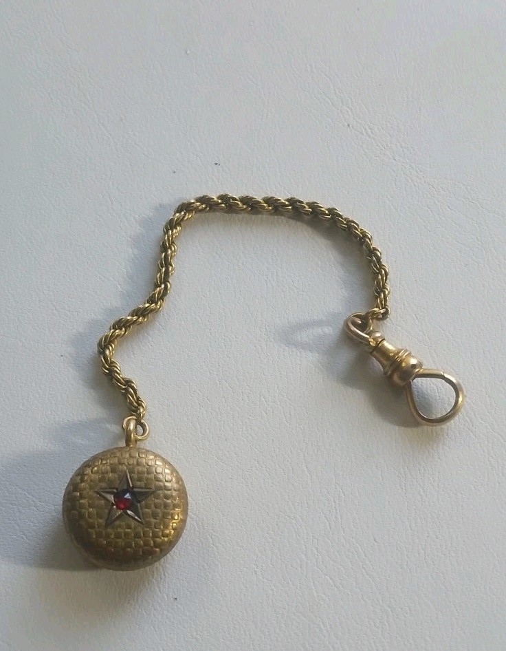 Antique 10 Kt. Yellow Gold and Bohemian Single Garnet Watch Fob