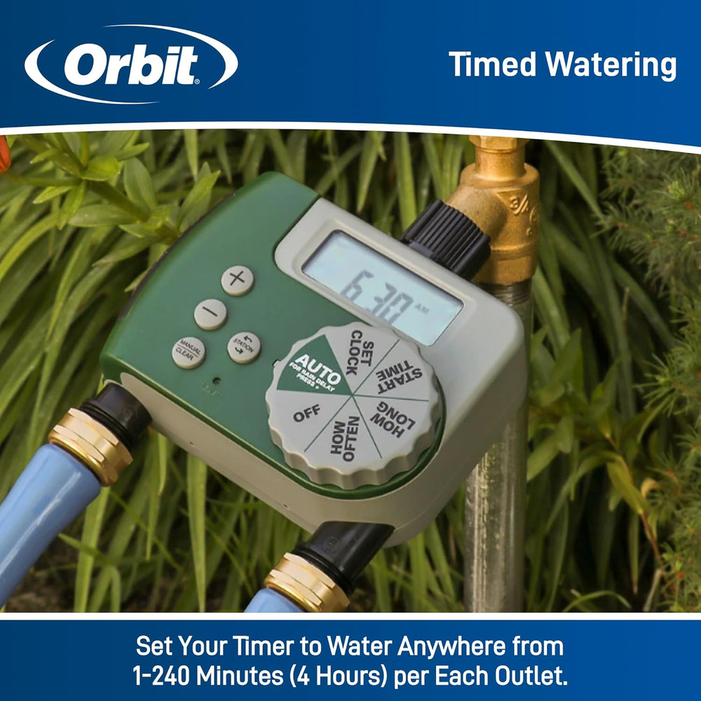 58910 2-Outlet Programmable Digital Hose Watering Timer