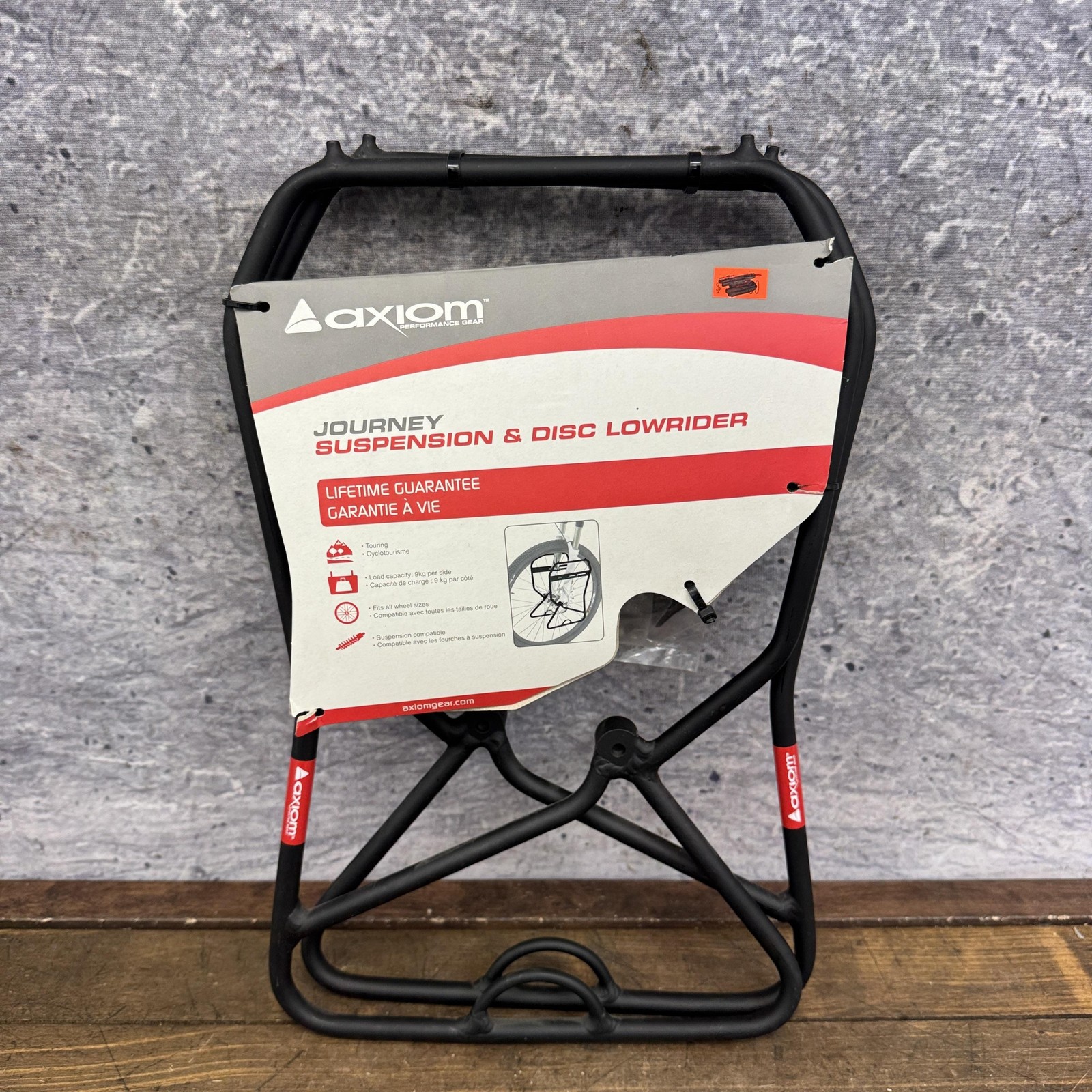 Axiom Journey Suspension Disc Lowrider Front Rack Black Alloy Bike Pannier Tour