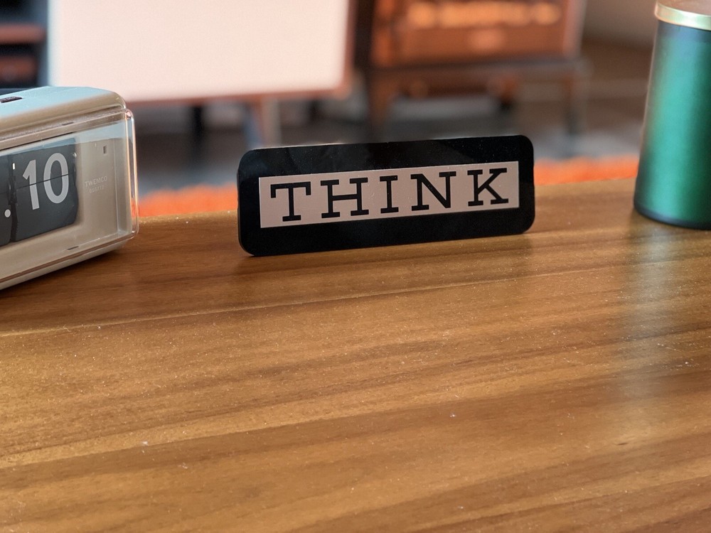 IBM THINK SIGN PLAQUE - Rare Authentic Computer Desk Accessory Executive Gift