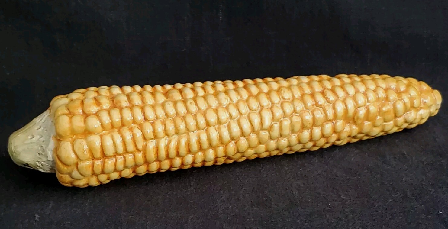 VTG MCM Signed ZACCAGNINI Majolica Italy Ceramic Sculpture Ear of Corn 10"
