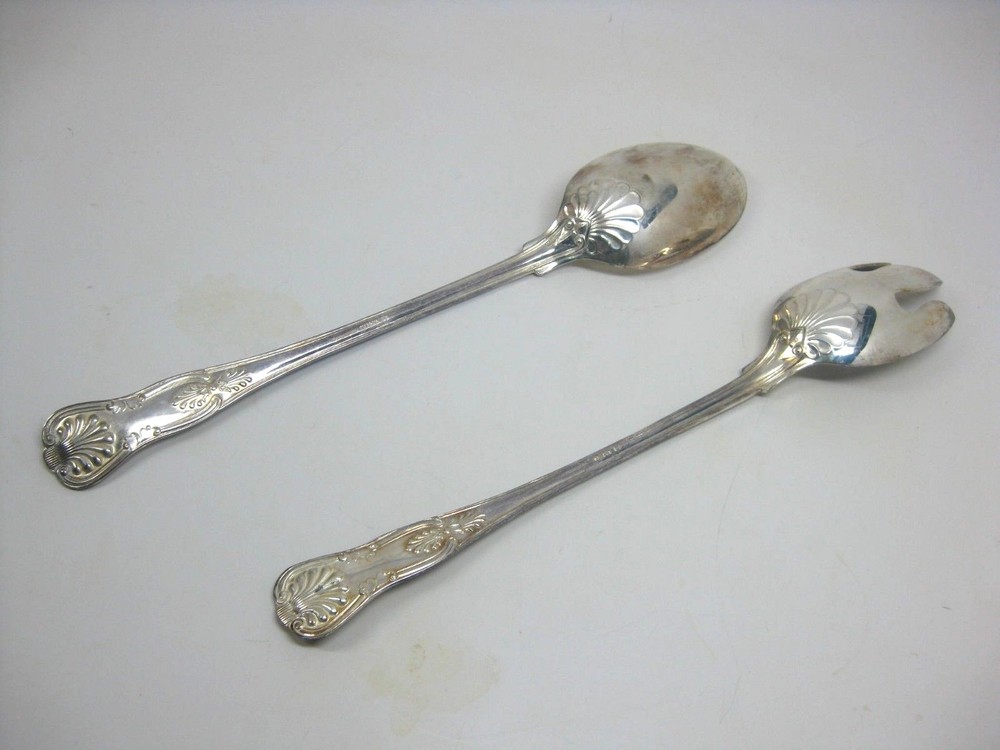 Vintage 13" F.B. Rogers Silver Silverplated Salad Serving Fork & Spoon ITALY