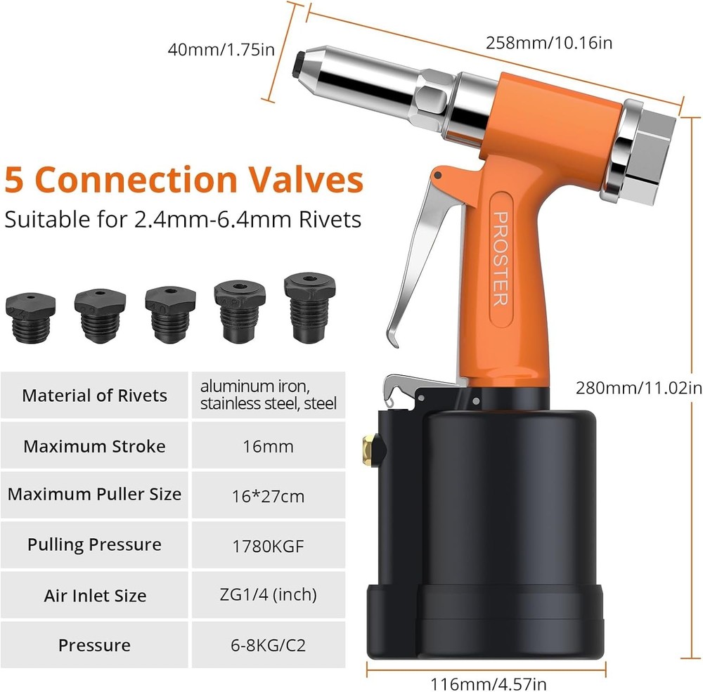 Pneumatic Riveter - 3924LBF Pulling Pneumatic Rivet Gun, Heavy-Duty