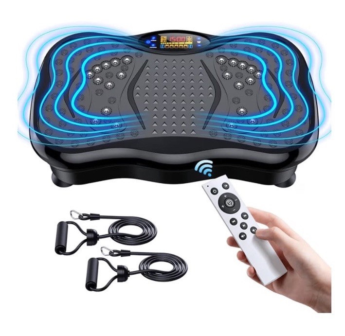Oscillating Vibration Platform, Remote Control, Resistance Bands, Black