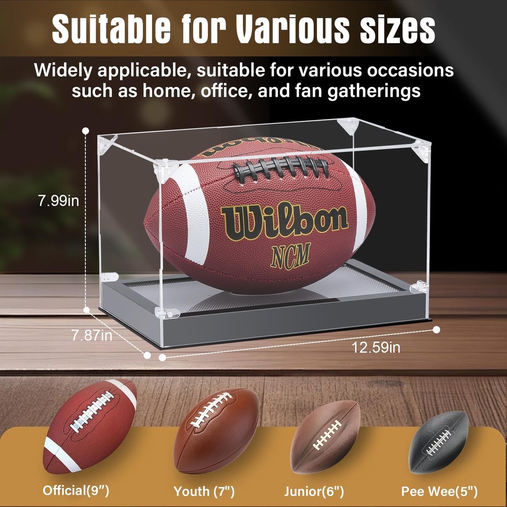 Acrylic Football Display Case with Adjustable LED