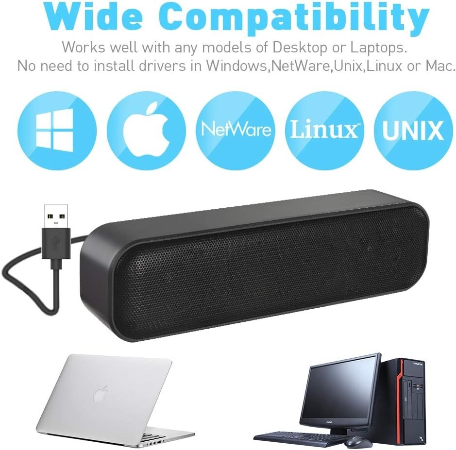 Updated Computer Speaker, USB Powered Speaker for Desktop,Windows PC,Mac. Por...