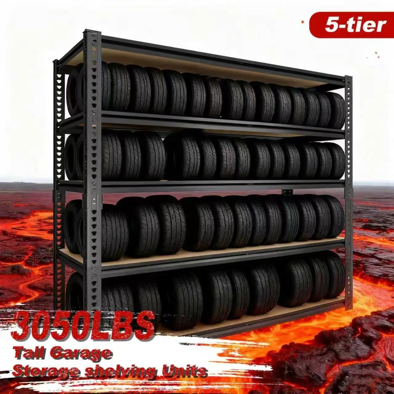 Metal Storage Racks Heavy Duty 5 Tier Garage Shelving Unit Adjustable 72"