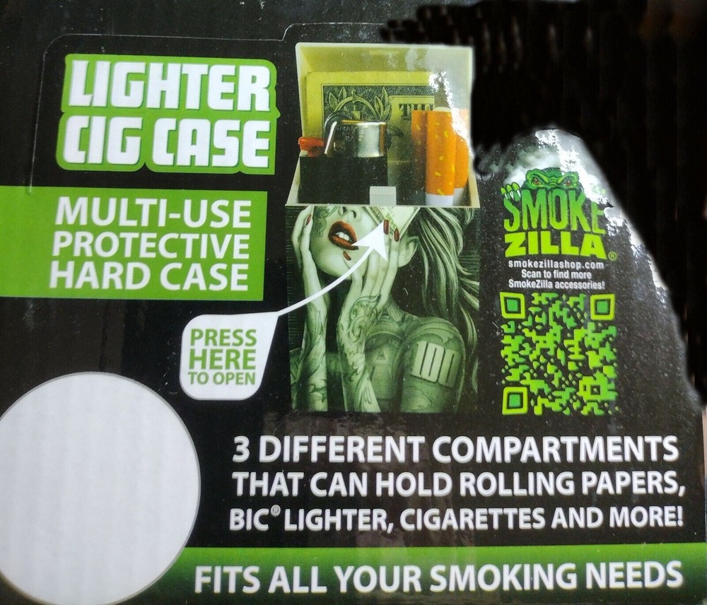 Smokezilla Mini Sugar Skull Multi-Use 3 Compartment Cigarette Lighter Case