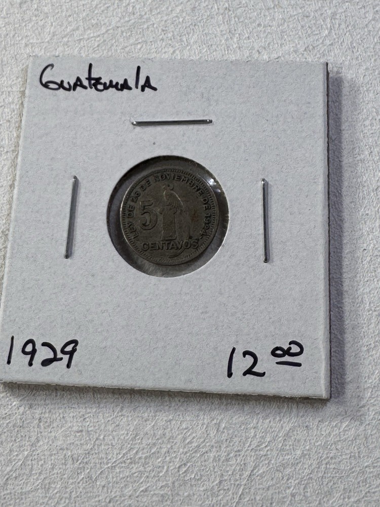 1929 Guatemala 5 Centavos Silver Coin