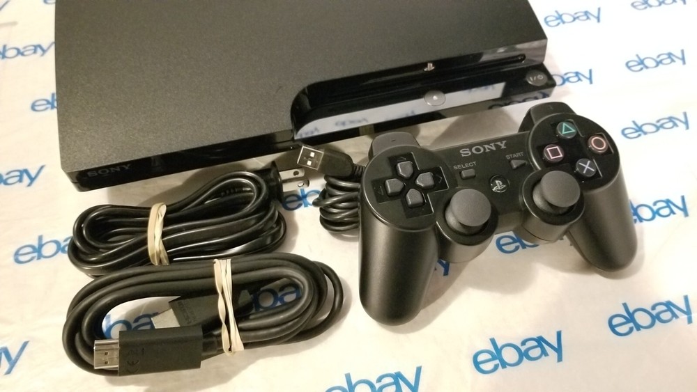 Sony PlayStation 3 PS3 Slim Console With Controller & Cords Tested & Working!