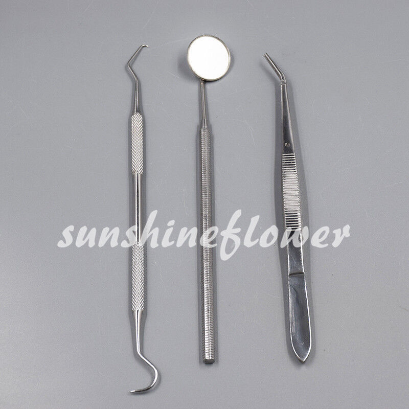 3 Pcs/Set Dental Instruments Basic Set Mouth Mirror Explorer #4 Cotton Plain
