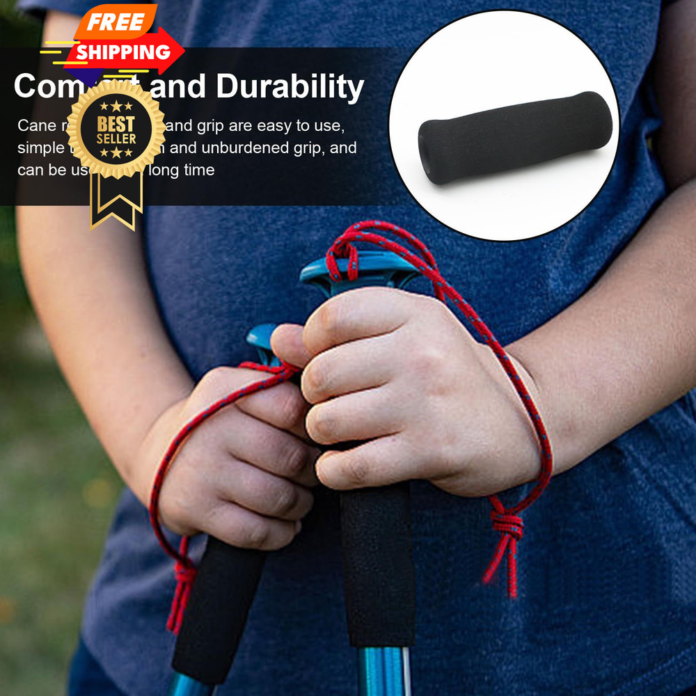 Bcautay 4Pcs Cane Replacement Hand Grip Walking 0.98, Black