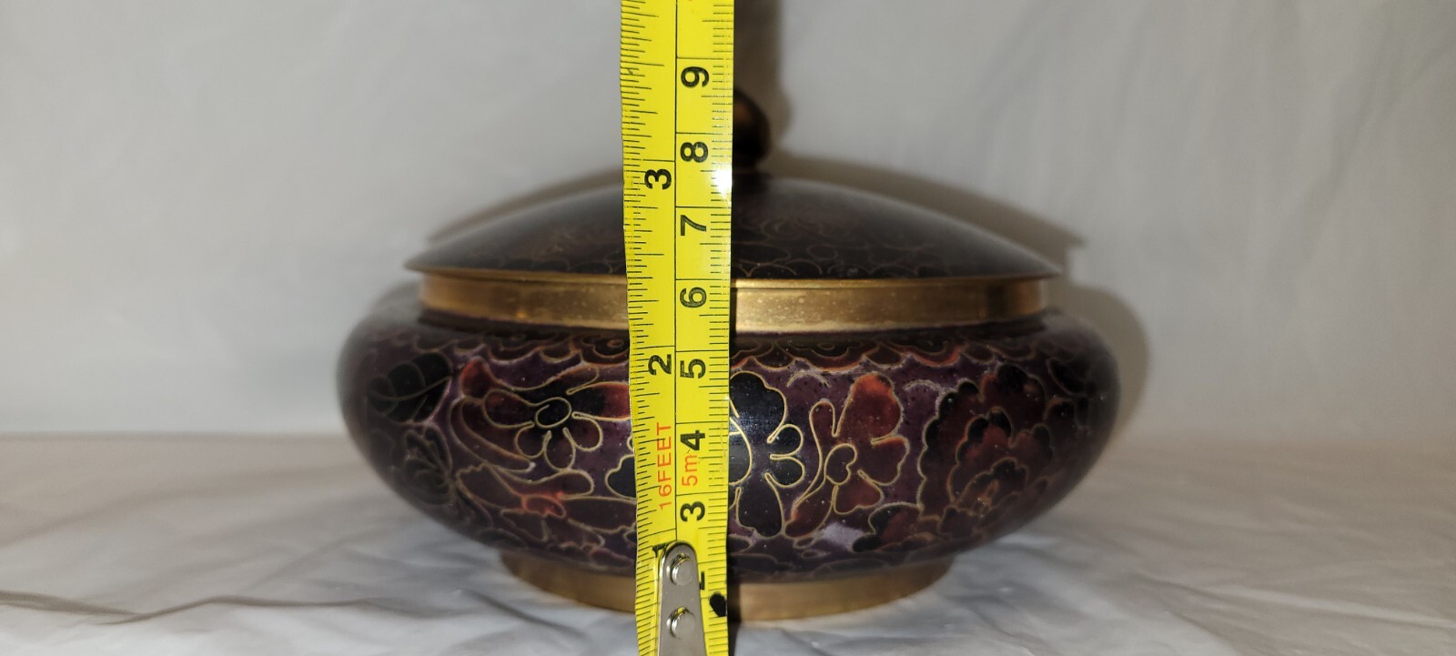 Chinese Cloisonne Lidded Candy Dish / Trinket Dish