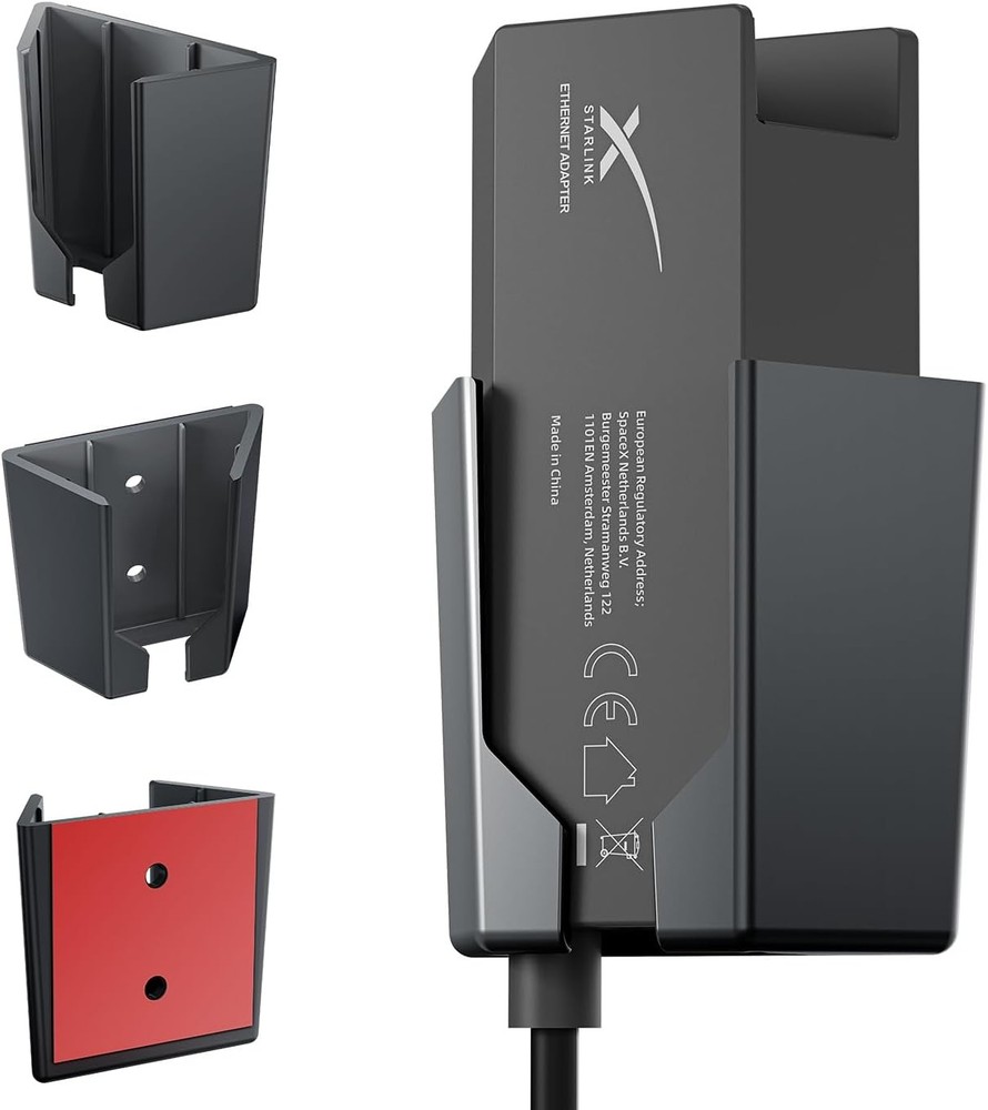 Starlink Ethernet Adapter Wall Mount Bracket – Compact, Sturdy ABS Holder