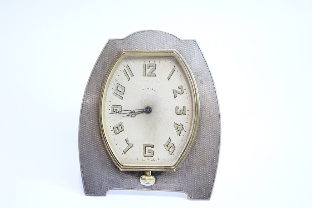 Sterling solid silver 8 day art deco clock working well hallmarked