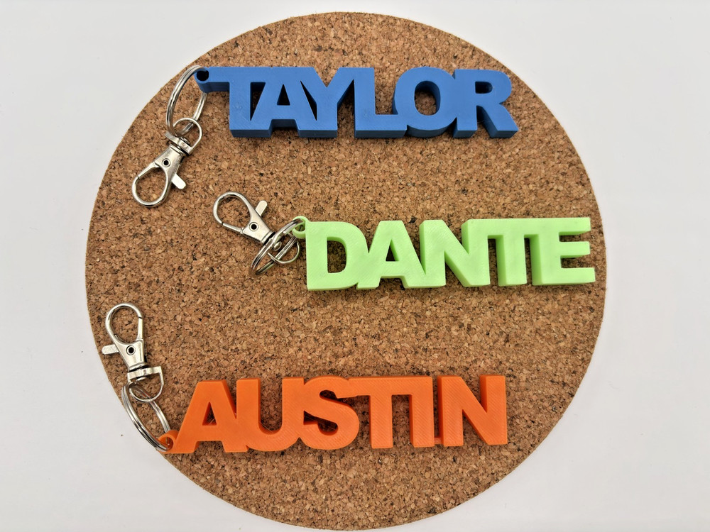 3D Name Keychain, Custom Name Keychains, 3D Printed Personalized Gym Bag Tag