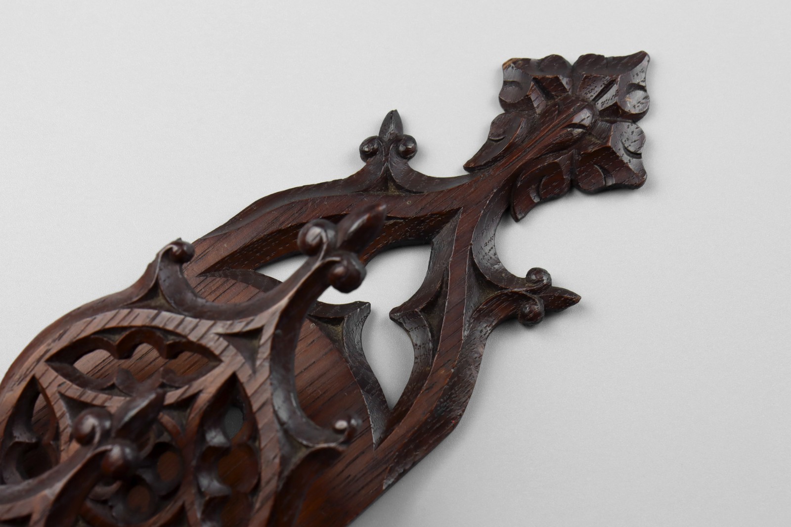 Antique 19th Century Ecclesiastical Gothic Carved Wood Letter Rack Holder