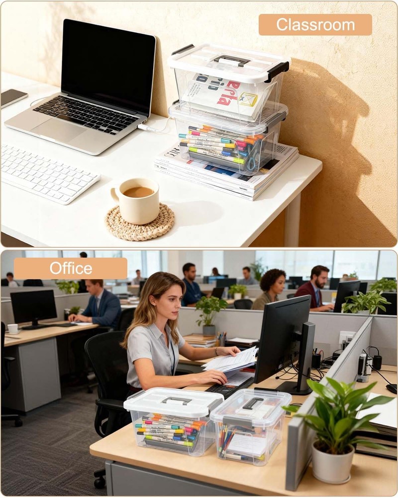 Plastic Storage Bins with Lids 6 Pack Storage Organizer, 7 Quart Stackable St...