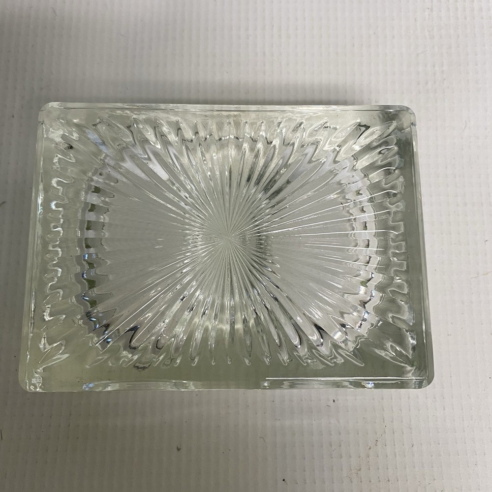 Heavy Pressed Glass Double Open Salt Cellar Starburst Pattern Vintage