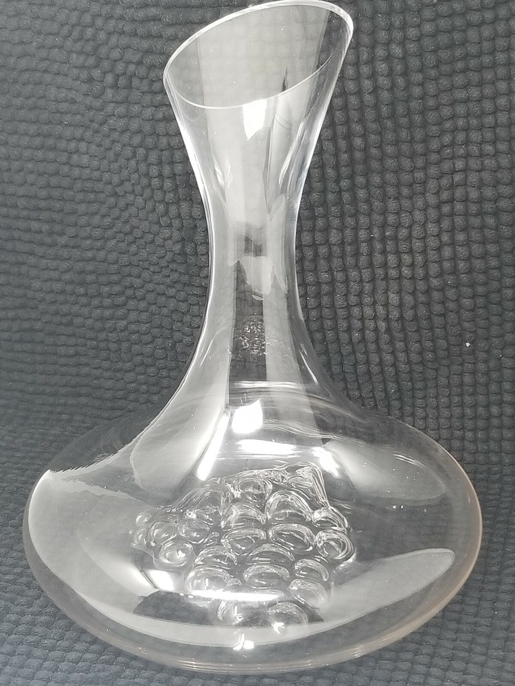 Wide Based Wine Decanter With Raised Grape Design