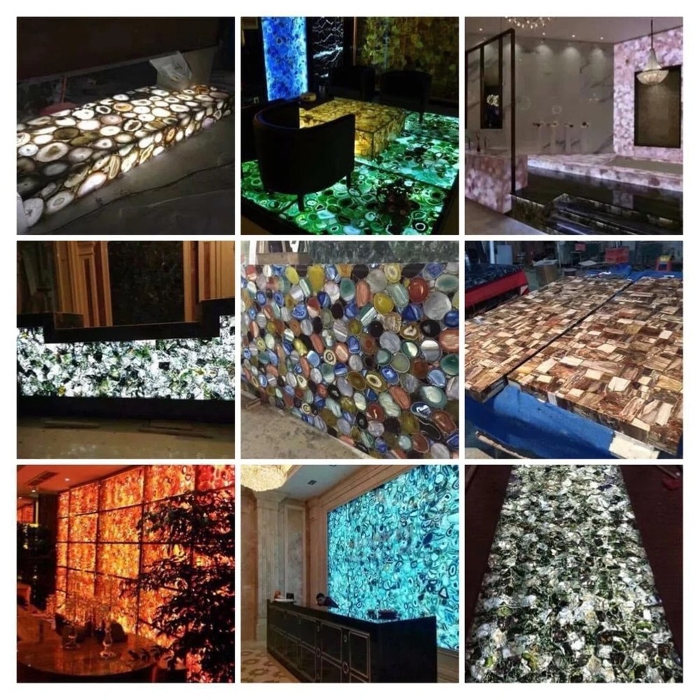 Square Shape Blue Agate Coffee Table Top Epoxy Breakfast Table for Kitchen Decor