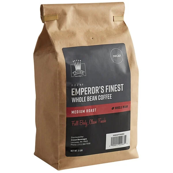 Emperor's Finest Whole Bean Decaf Coffee 2 lb. (select quantity below)