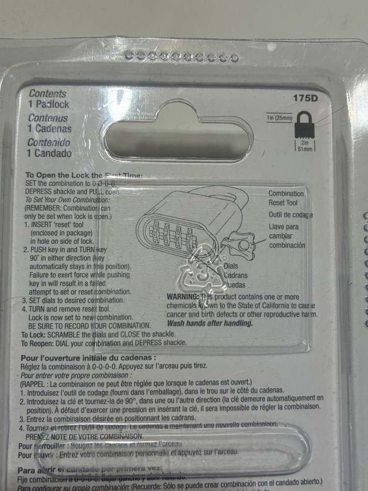 Master Lock 175D Combination Padlock Security Locker Combo R