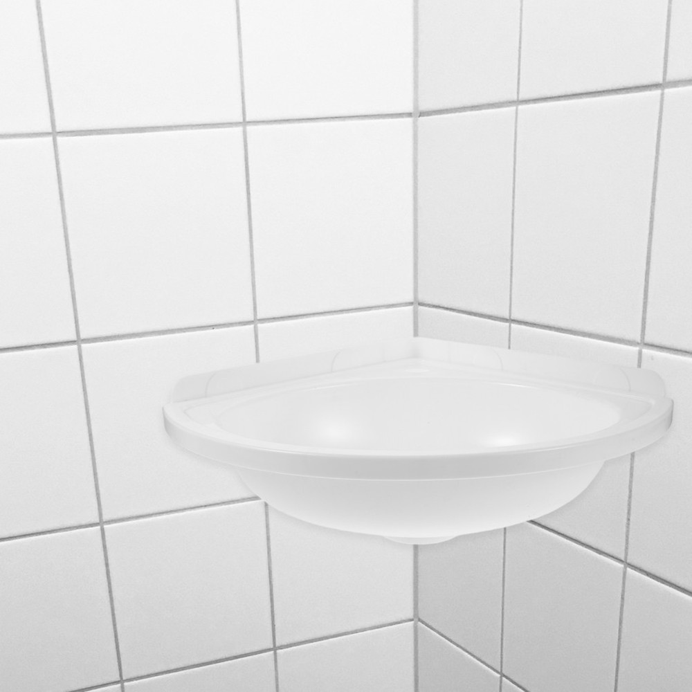 Corner Wall Mounted Bathroom Sink White Plastic Triangular Vessel Basin