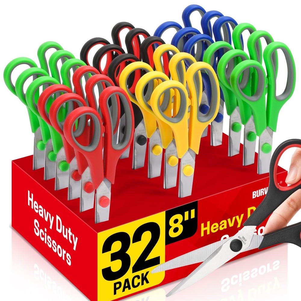 32 PCS Bulk Set 8 Inch All Purpose Multipurpose Sharp Sewing Craft Scissors