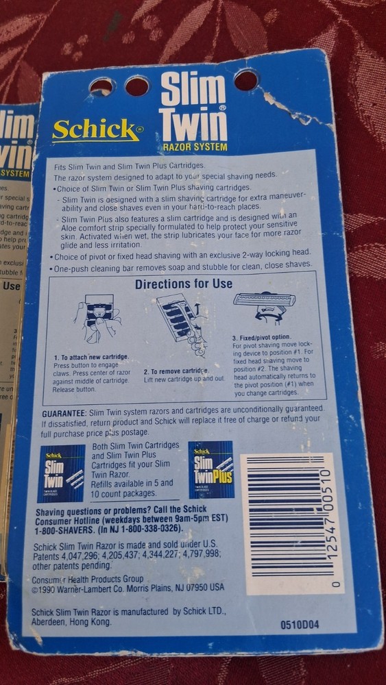 2-Vintage Schick Slim Twin Plus Razor System NOS