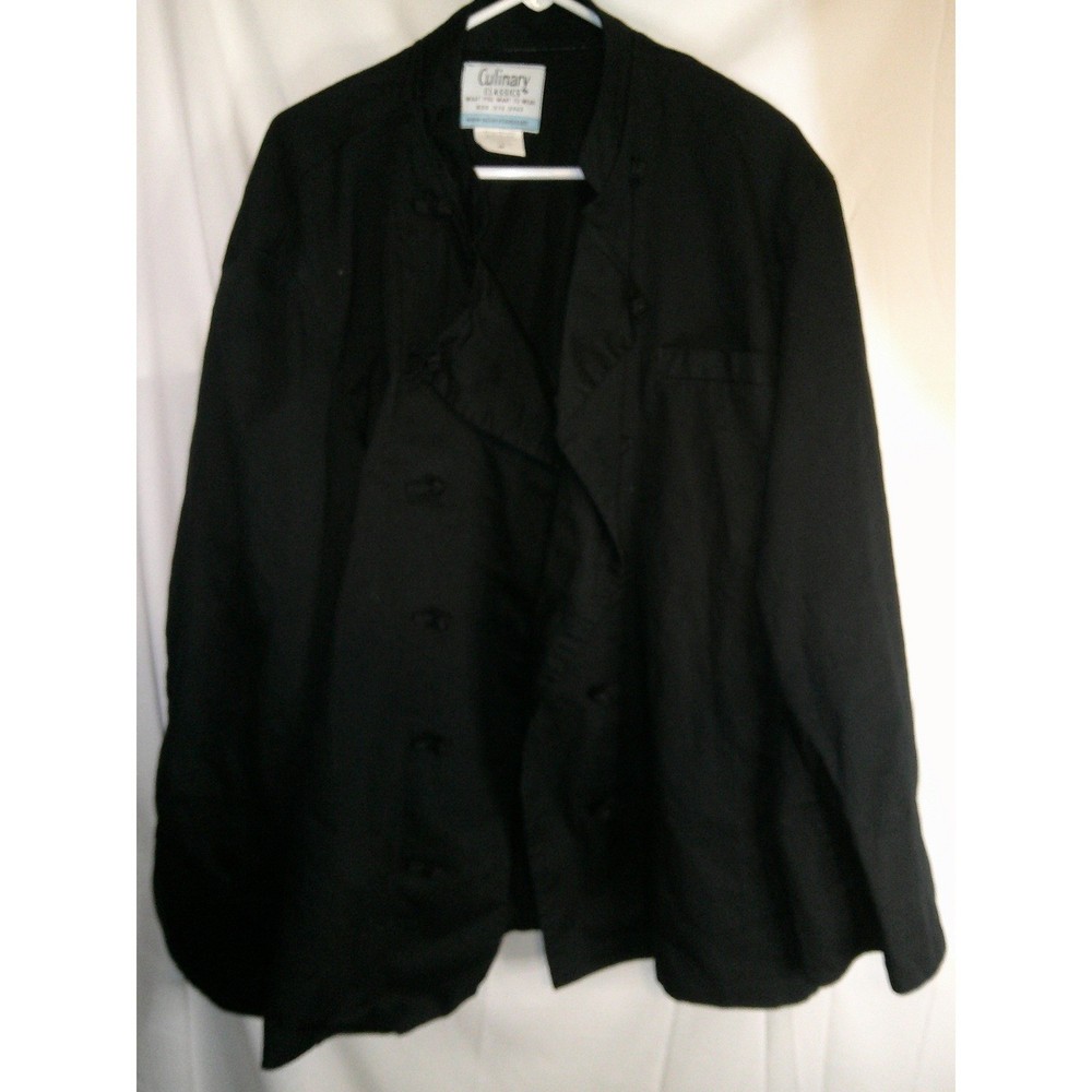 Culinary Classics Chef Coat Jacket & Hat Set Black Cotton Blend 2X