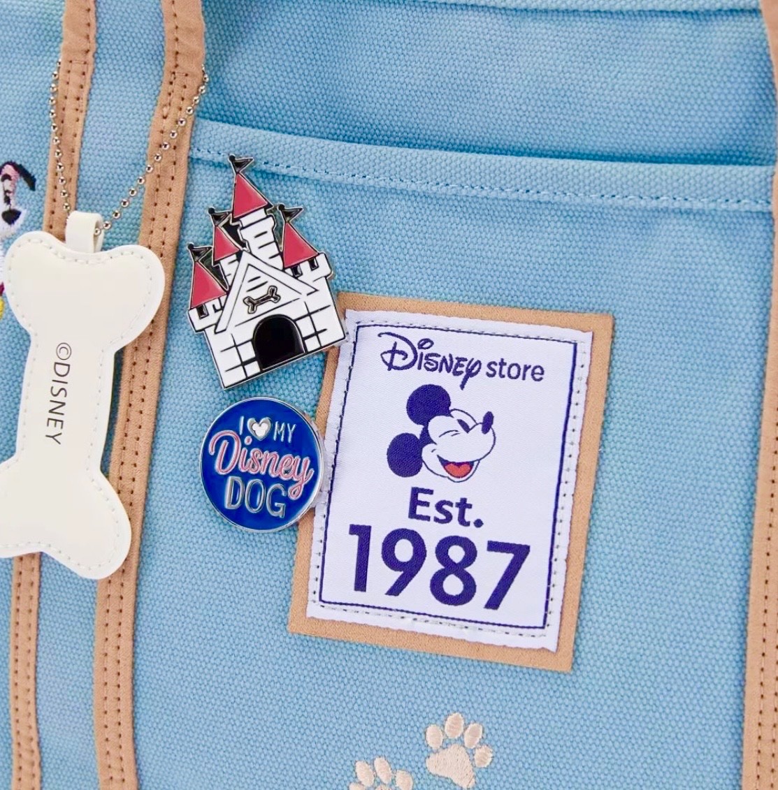 2026 DISNEY THE DISNEY STORE EST 1987 DOGS LARGE CANVAS TOTE BAG & LAPEL PIN SET
