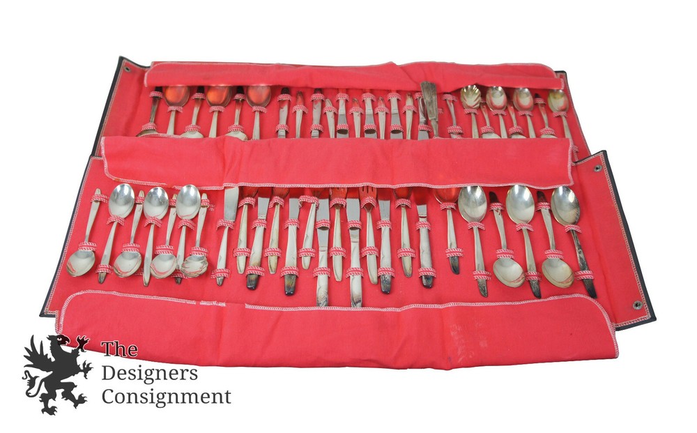 52 Piece Supreme Silverplate Flatware Set Concept Pattern Mid Century Modern