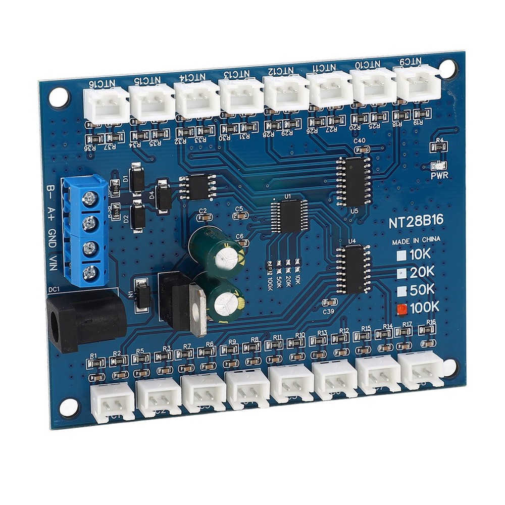16 Channel RS485 Temperature Data Logger Modbus RTU 100K