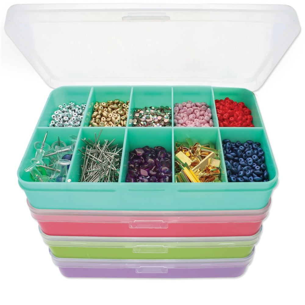 Personality Case Color-Coded Organizers, 4 Stackable boxes, 22 compartments i...