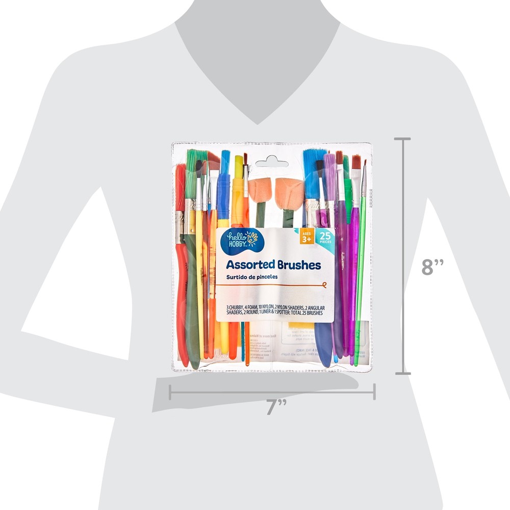 Hello Hobby Assorted Paint Brushes, 25 Count