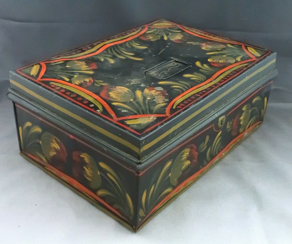 Paint Decorated Tin Box circa 19th cent