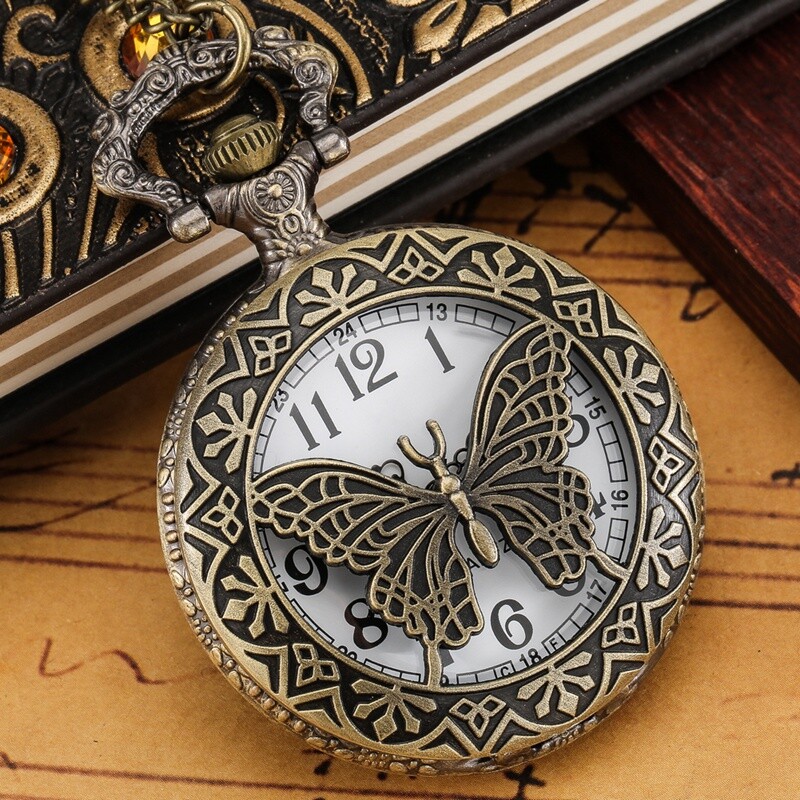 Antique Pocket Watch Chain Retro Style Analog Quartz Movement Watches for Men