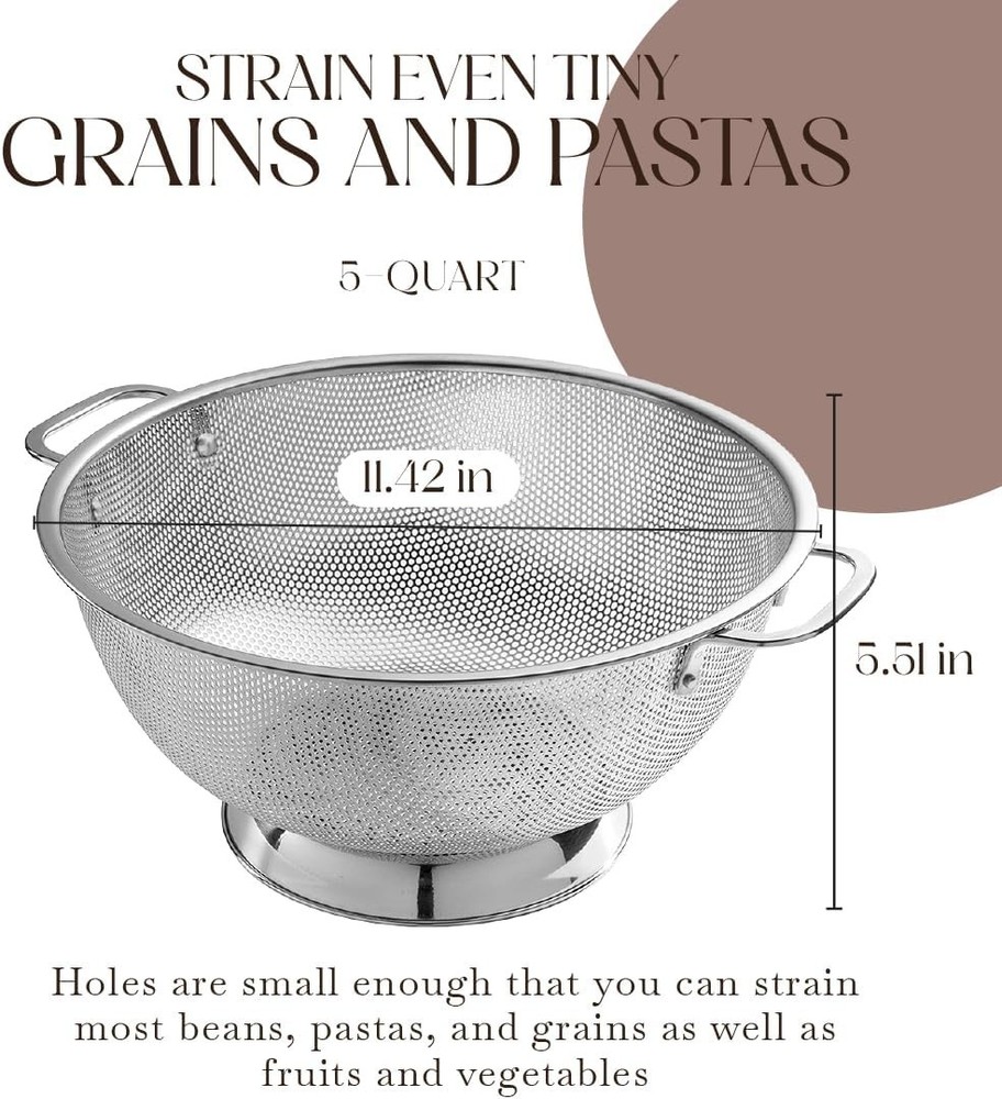 Stable Base Stainless Steel Colander for Kitchen